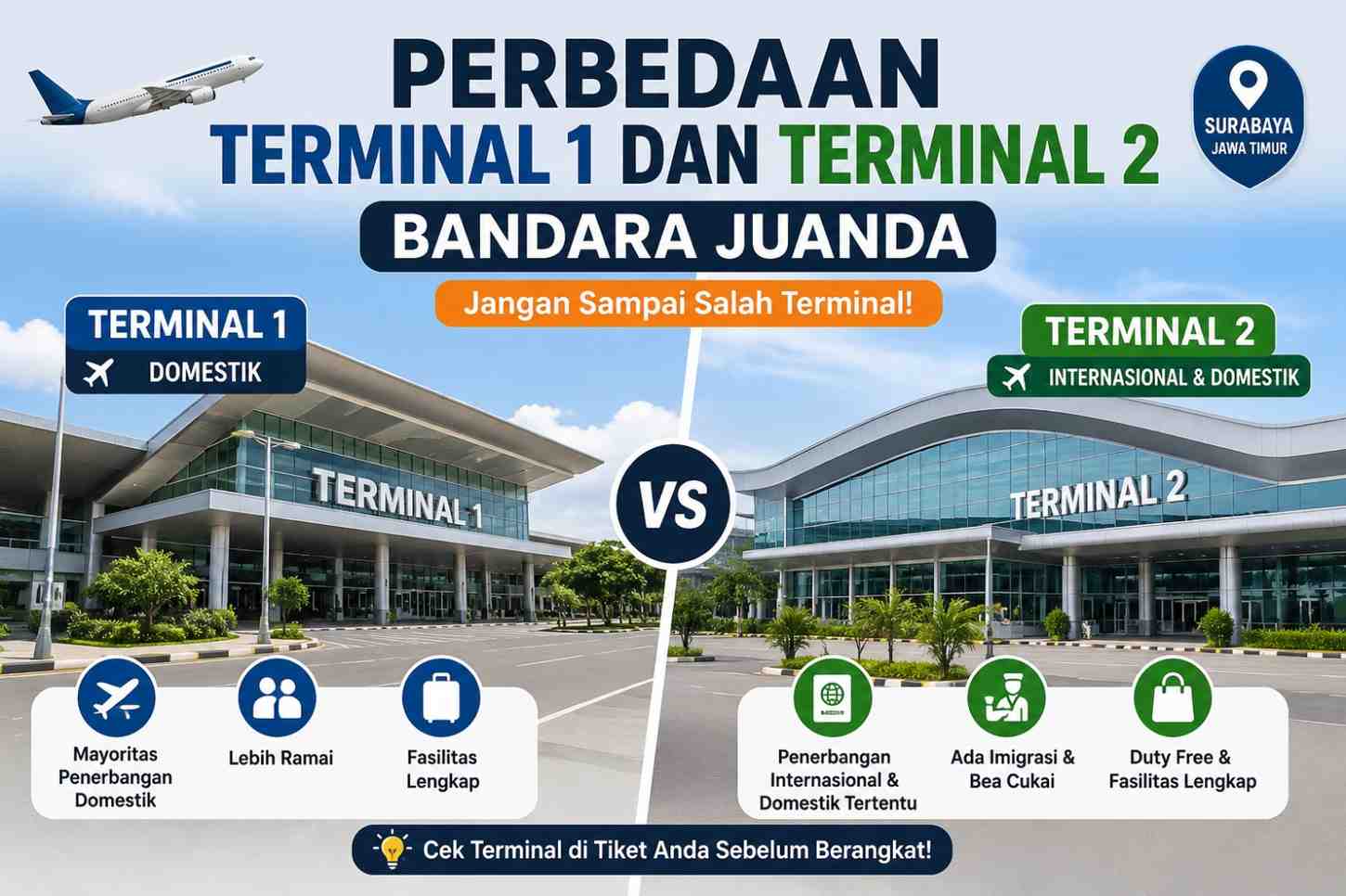 Terminal 1 dan Terminal 2 Bandara Juanda